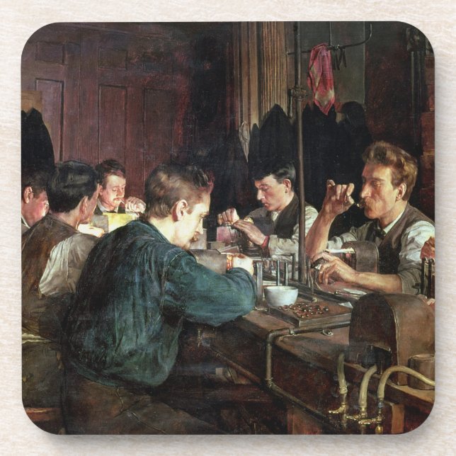 Die Glasgebläse, 1883 (Öl auf Leinwand) Getränkeuntersetzer (Vorderseite)