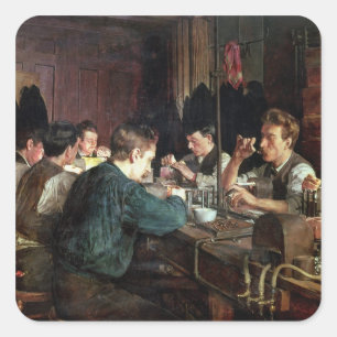 Die Glasgebläse, 1883 (Öl auf Leinwand) Quadratischer Aufkleber