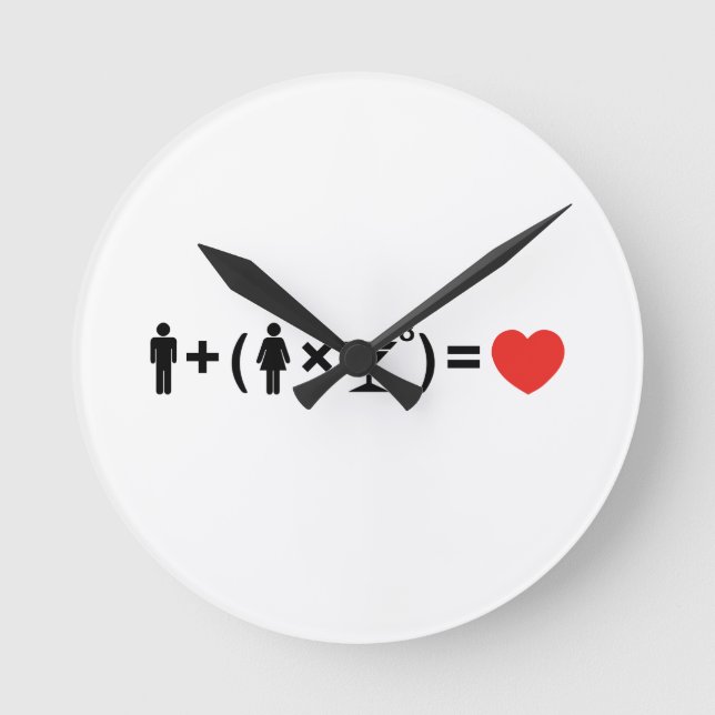 Die Gleichung der Liebe für Frauen Runde Wanduhr (Vorderseite)