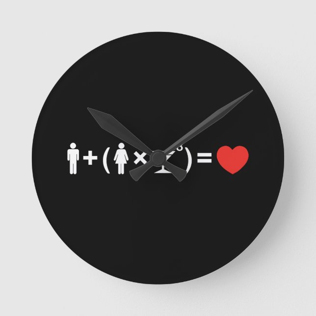 Die Gleichung der Liebe für Frauen Runde Wanduhr (Vorderseite)