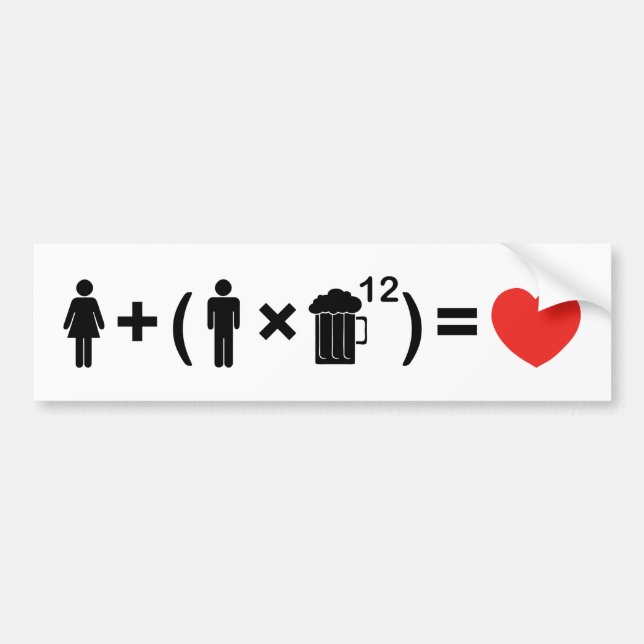 Die Gleichung der Liebe für Männer Autoaufkleber (Vorne)