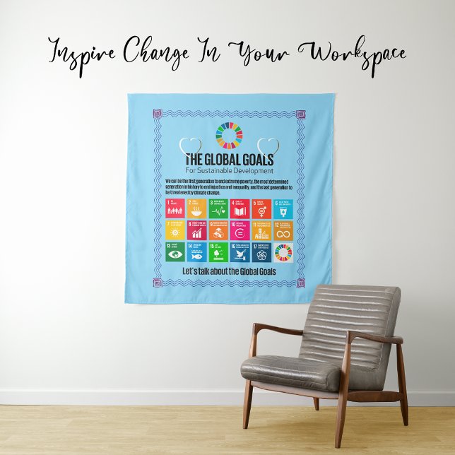 Die globalen Ziele sind Motivierend Inspirierend G Wandteppich (Jumbo Tapestry, Canvas Print, Poster, Foam Board, Signs Gift for Office Classroom Students Teachers)