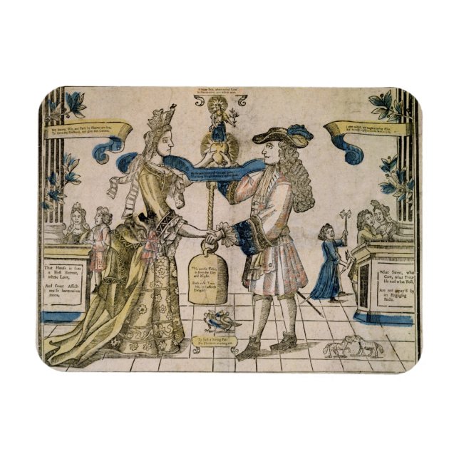 Die glückliche Ehe (schablonenfarbener Holzschnitt Magnet (Horizontal)