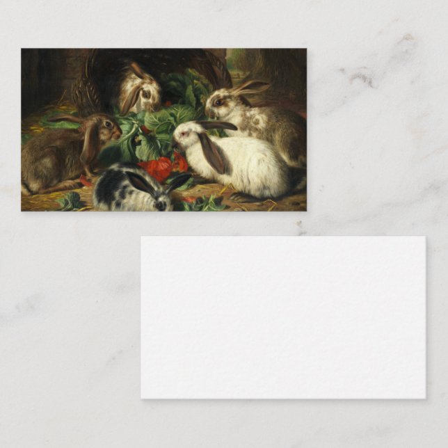 Die glückliche Familie der Kaninchen von Alfred Ba Visitenkarte (Vorne/Hinten)
