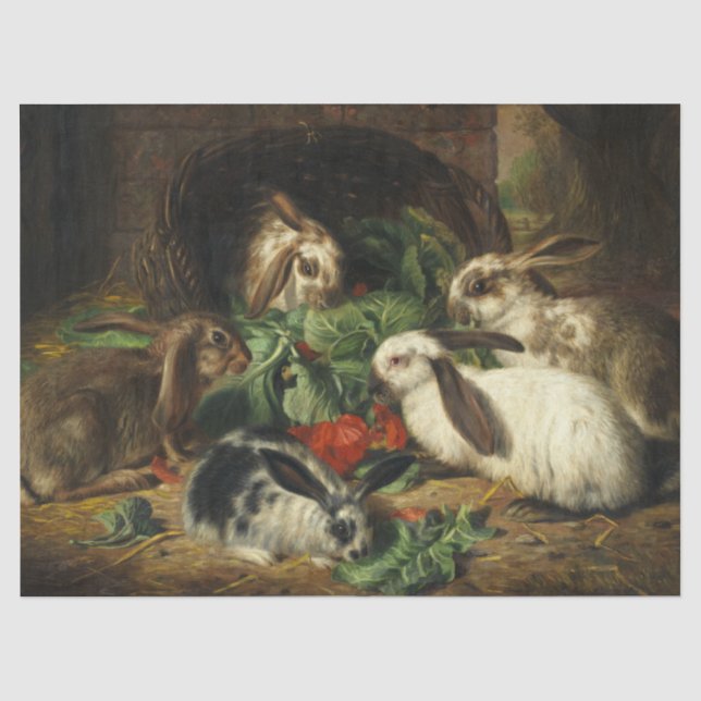 Die glückliche Familie der Kaninchen von Alfred Ri Seidenpapier (Vorderseite)