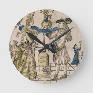 Die glückliche Heirat (Schablone farbiger Runde Wanduhr