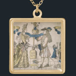 Die glückliche Heirat (Schablone farbiger Vergoldete Kette<br><div class="desc">Bild: 149871 die glückliche Heirat (Schablone farbiger Holzschnitt). Englische Schule,  (17. Jahrhundert). Privatsammlung,  die Stapleton Sammlung.  Kunst,  schöne Kunst.</div>