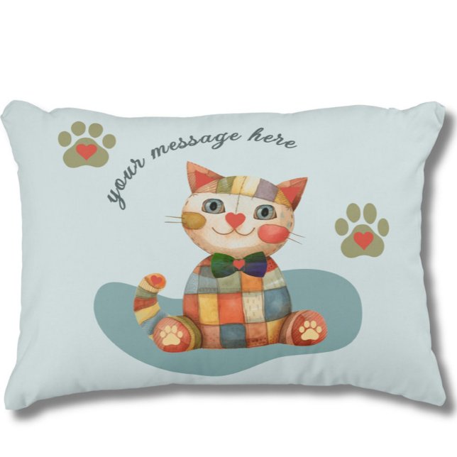 Die glückliche Katze Farbige Patchwork-Design Dekokissen (Von Creator hochgeladen)