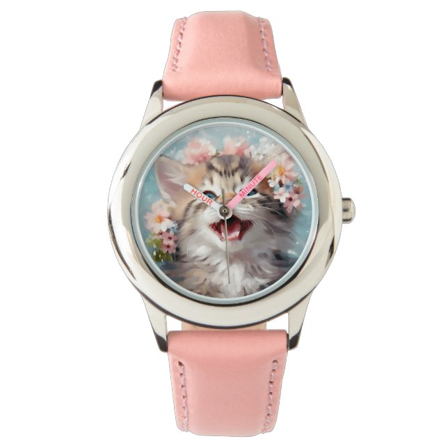 Die glücklichste Kitten-Uhr Armbanduhr (Vorderseite)