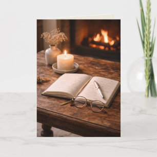 Die Glut der Einsamkeit Kamin Stillleben Art Card Karte