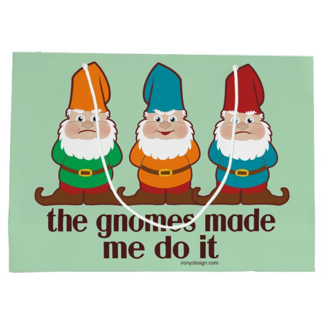Die Gnomes ließen mich es tun Große Geschenktüte (Rückseite)