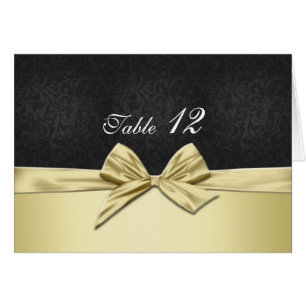 Die Gold Ribbon Tischkarte für Luxus Black Damask