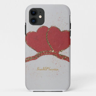 Die Goldbrille des roten Herzens personalisieren V Case-Mate iPhone Hülle