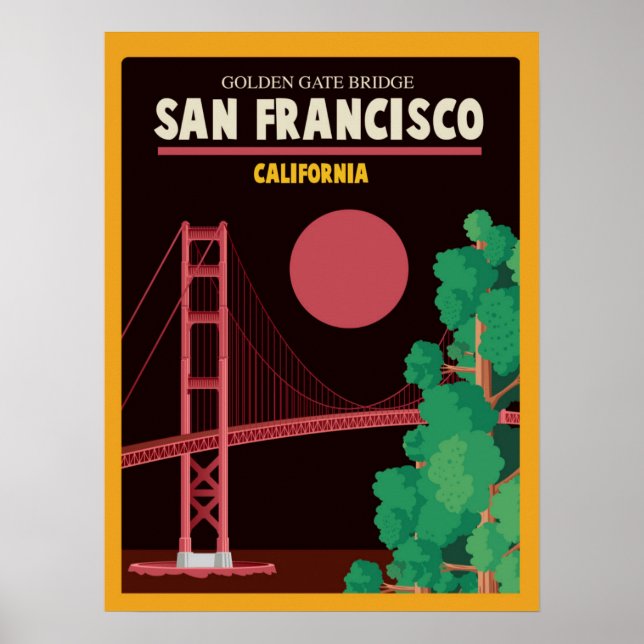 Die Golden Gate Bridge bei Nacht Poster (Vorne)
