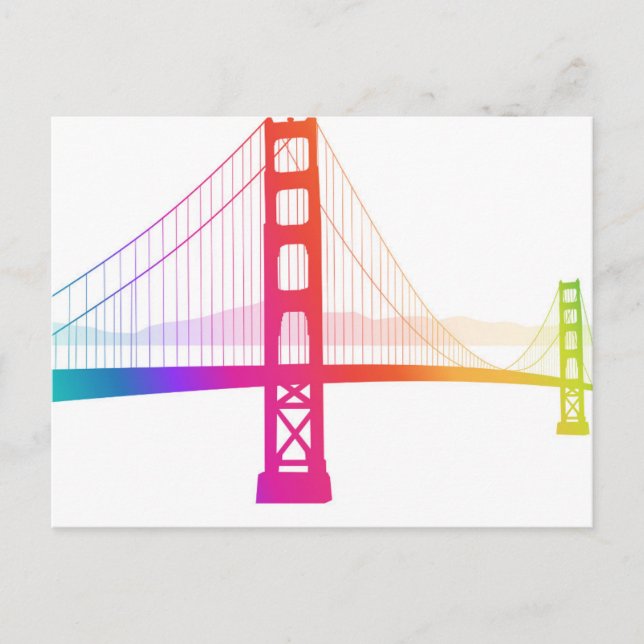 Die Golden Gate Bridge | Rainbow Style Postkarte (Vorderseite)