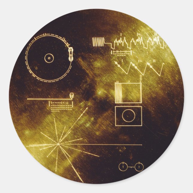 Die goldene Aufnahme der Voyager Runder Aufkleber (Vorderseite)