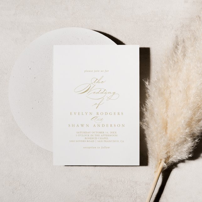 Die goldene, elegante kalligraphische Hochzeit von Einladung (Von Creator hochgeladen)