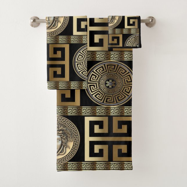 Die goldene griechische Medusa und der Schlüssel z Badhandtuch Set (Insitu)