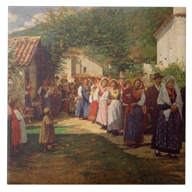 Die Goldene Hochzeit (Öl auf Leinwand) Fliese (Vorderseite)