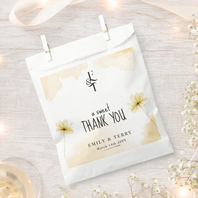 Die goldene Stunde blumenmonogramm Hochzeit danke Geschenktütchen (Ausgeschnitten)