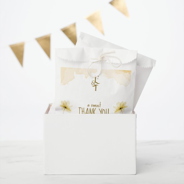 Die goldene Stunde blumenmonogramm Hochzeit danke Geschenktütchen (Party)