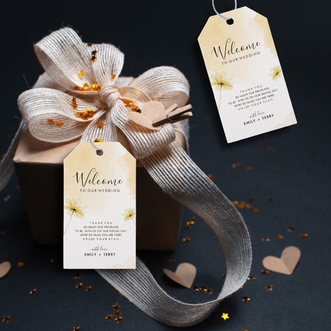 Die goldene Stunde Grace & Floral Wedding Willkomm Geschenkanhänger (Von Creator hochgeladen)