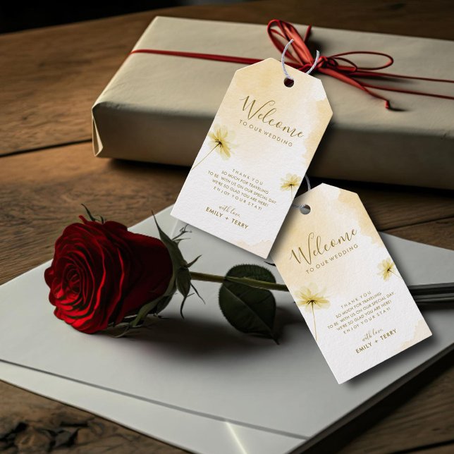 Die goldene Stunde Grace & Floral Wedding Willkomm Geschenkanhänger (Von Creator hochgeladen)
