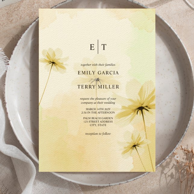 Die goldene Stunde Grace Foto & Monogramm Hochzeit Einladung (Von Creator hochgeladen)