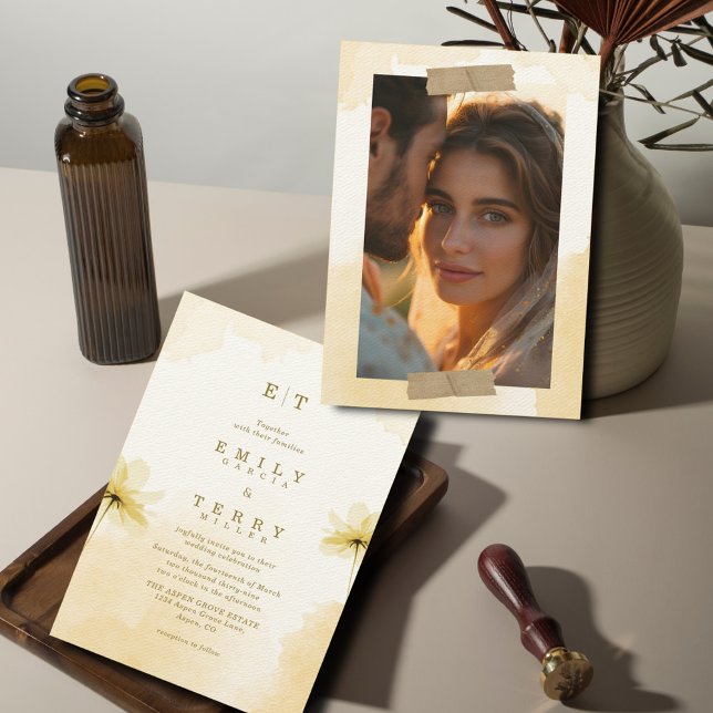 Die goldene Stunde Grace Foto & Monogramm Hochzeit Einladung (Von Creator hochgeladen)