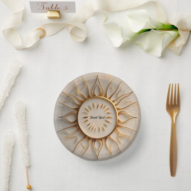 "Die goldene Touch der Sonne" Pappteller (Hochzeit)