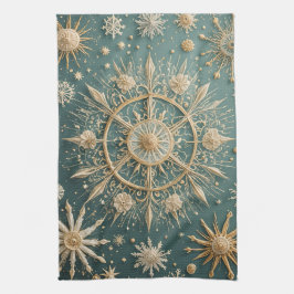 Die goldene Verkleidung des Winters: Eine Snowflak Geschirrtuch