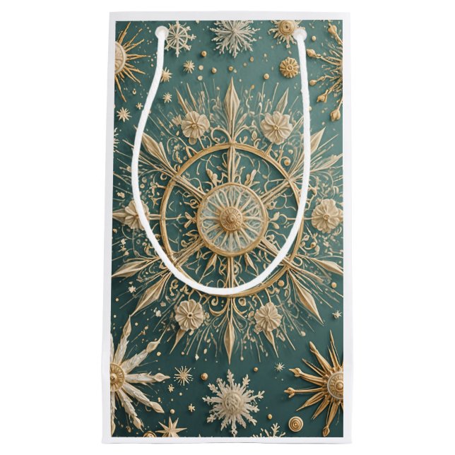 Die goldene Verkleidung des Winters: Eine Snowflak Kleine Geschenktüte (Vorderseite)