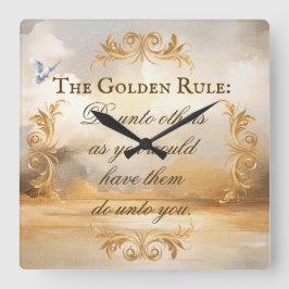 Die goldene Wall-Uhr Quadratische Wanduhr