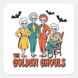 Die goldenen Ghule Halloween-Aufkleber Quadratischer Aufkleber