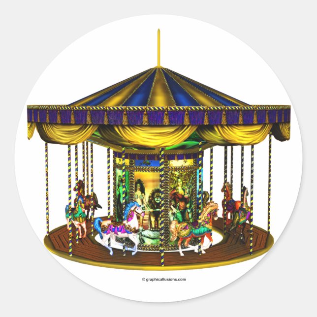 Die goldenen Karussell-Rundkleber Runder Aufkleber (Vorderseite)