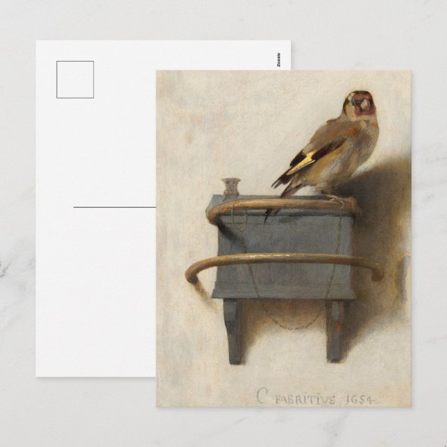 Die Goldfinch von Carel Fabritius Feiertagspostkarte (Vorne/Hinten)