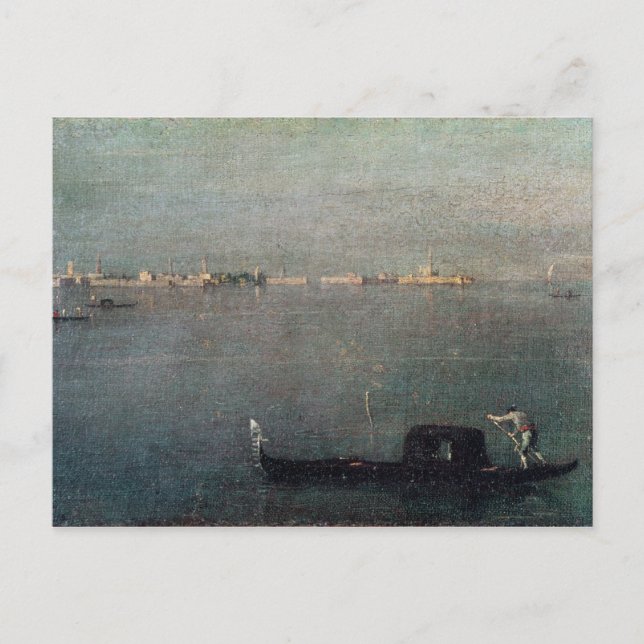 Die Gondel in der Lagune Postkarte (Vorderseite)