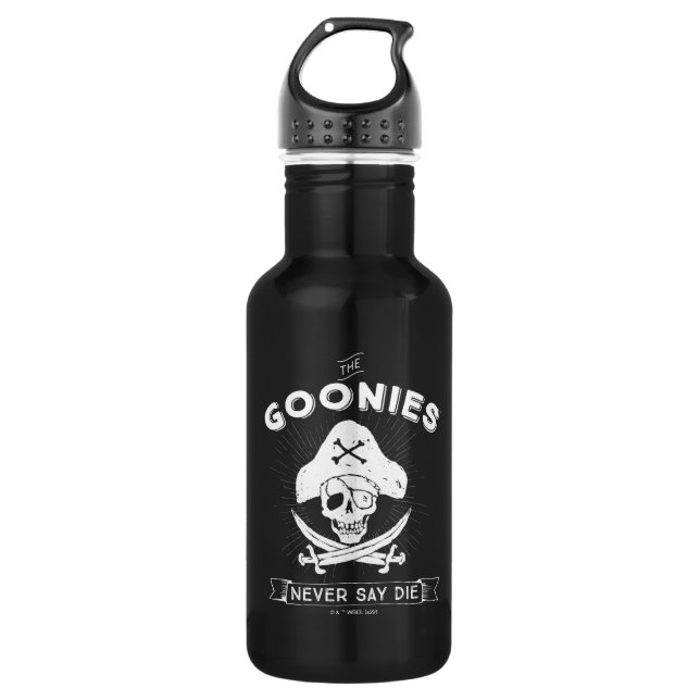 Die Goonies "Niemals sagen Die Piraten-Abzeichen Edelstahlflasche (Vorderseite)