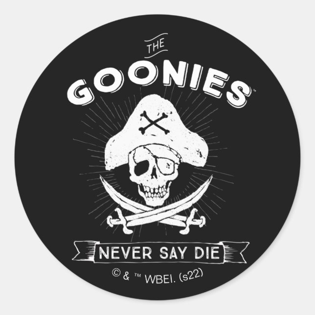 Die Goonies "Niemals sagen Die Piraten-Abzeichen Runder Aufkleber (Vorderseite)