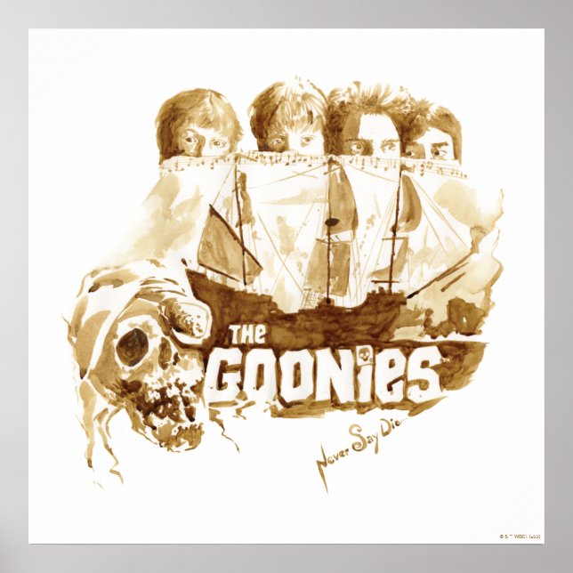 Die Goonies Pirate Schiff Wasserfarbe Grafik Poster (Vorne)