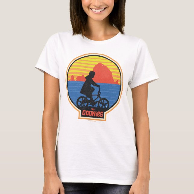 Die Goonies Retro Mikey Riding Bike Grafik T-Shirt (Vorderseite)