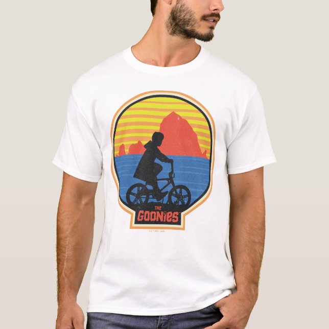Die Goonies Retro Mikey Riding Bike Grafik T-Shirt (Vorderseite)
