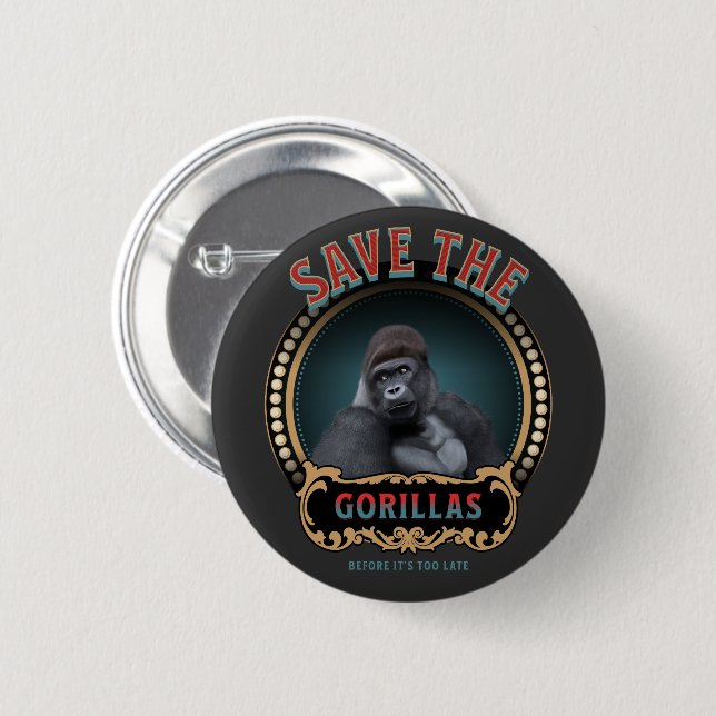 Die Gorillas gerettet | Gefährdete Arten Button (Vorne & Hinten)