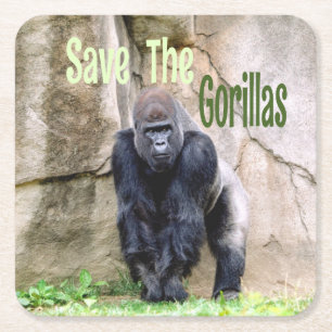 Die Gorillas gerettet Rechteckiger Pappuntersetzer