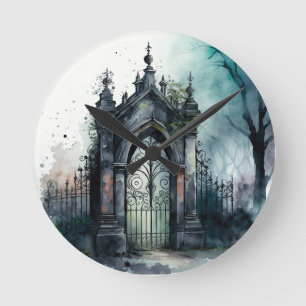 Die Gothic Cemetery Gate Serie Design 11 Runde Wanduhr