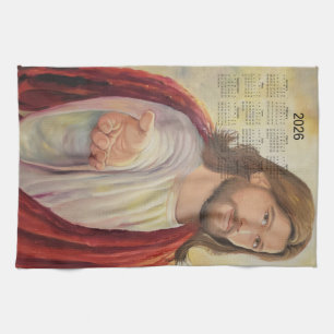 Die göttliche Einladung: Jesus 2026 Kalender Geschirrtuch