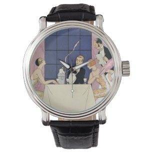 Die Gourmands, 1920-30 (pochoir Druck) Armbanduhr
