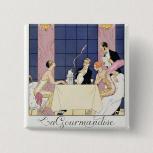 Die Gourmands, 1920-30 (pochoir Druck) Button