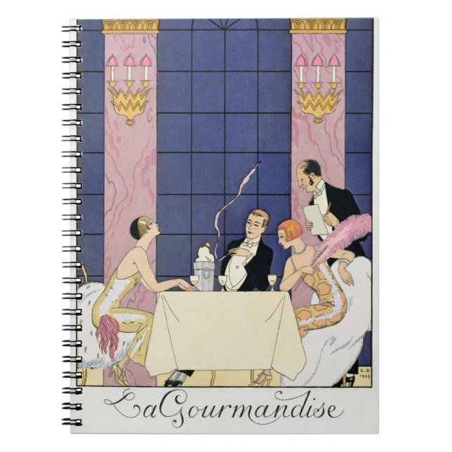 Die Gourmands, 1920-30 (pochoir Druck) Notizblock (Vorderseite)