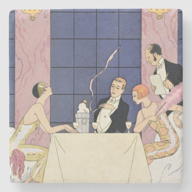 Die Gourmands, 1920-30 (pochoir Druck) Steinuntersetzer (Vorderseite)